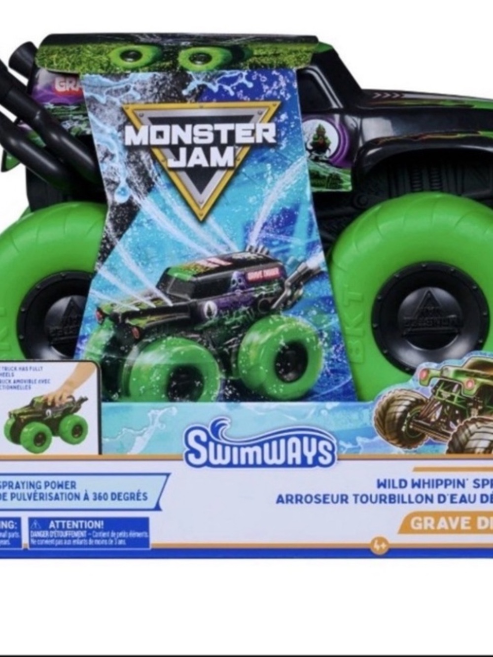 Monster Jam SwimWays Grave Digger Sprinkler Toy - Green and Black